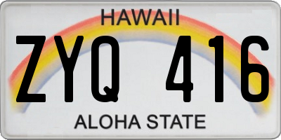 HI license plate ZYQ416