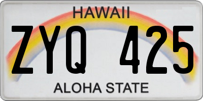 HI license plate ZYQ425