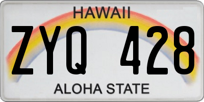HI license plate ZYQ428
