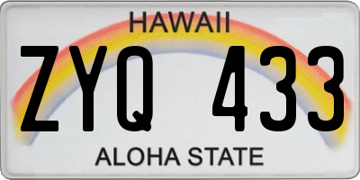 HI license plate ZYQ433
