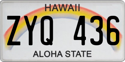 HI license plate ZYQ436