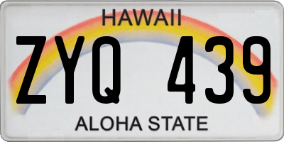 HI license plate ZYQ439