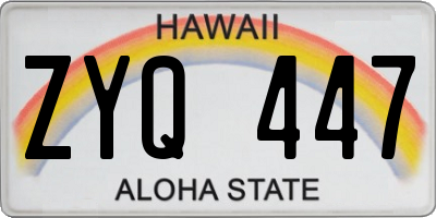 HI license plate ZYQ447
