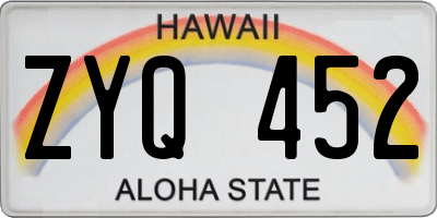 HI license plate ZYQ452
