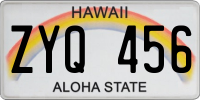 HI license plate ZYQ456