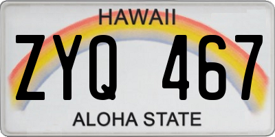 HI license plate ZYQ467