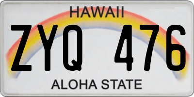 HI license plate ZYQ476