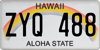 HI license plate ZYQ488