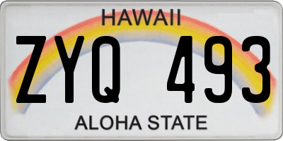 HI license plate ZYQ493
