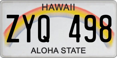 HI license plate ZYQ498