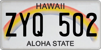 HI license plate ZYQ502