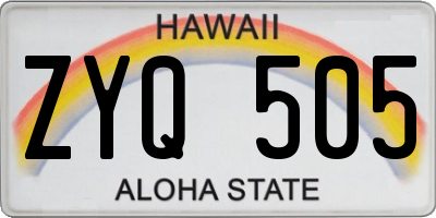 HI license plate ZYQ505