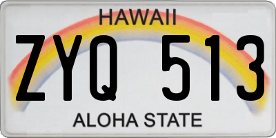 HI license plate ZYQ513