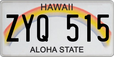 HI license plate ZYQ515