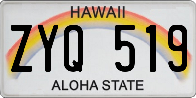 HI license plate ZYQ519