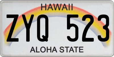 HI license plate ZYQ523