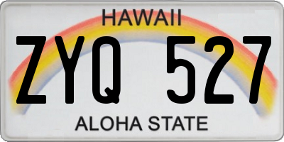 HI license plate ZYQ527