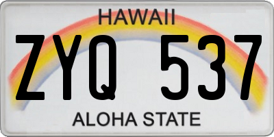 HI license plate ZYQ537