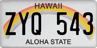 HI license plate ZYQ543