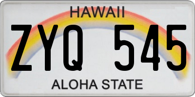 HI license plate ZYQ545