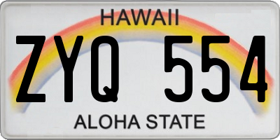 HI license plate ZYQ554