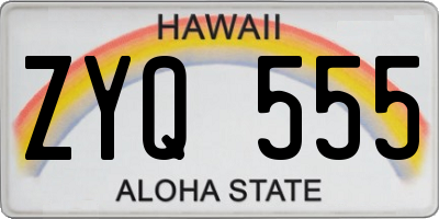 HI license plate ZYQ555