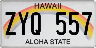 HI license plate ZYQ557