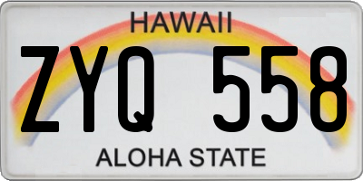 HI license plate ZYQ558