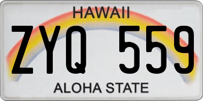 HI license plate ZYQ559