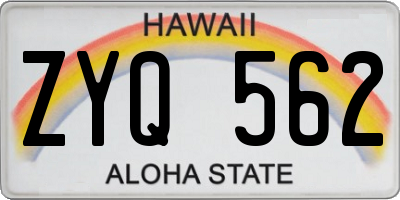 HI license plate ZYQ562