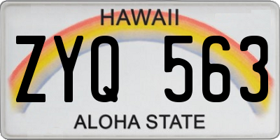 HI license plate ZYQ563