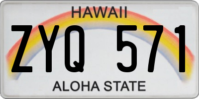 HI license plate ZYQ571
