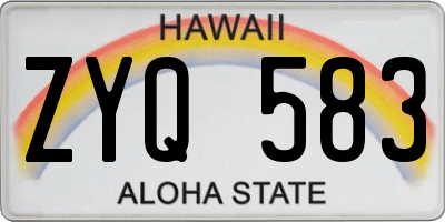 HI license plate ZYQ583