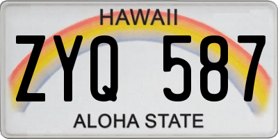HI license plate ZYQ587