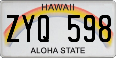HI license plate ZYQ598