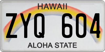 HI license plate ZYQ604