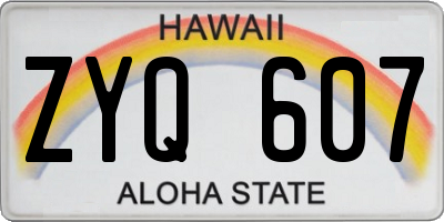 HI license plate ZYQ607