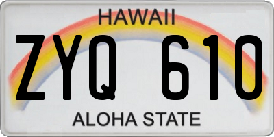 HI license plate ZYQ610