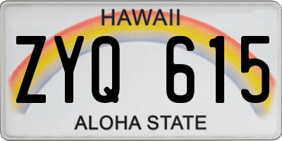 HI license plate ZYQ615