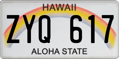 HI license plate ZYQ617