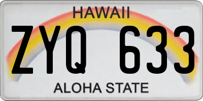HI license plate ZYQ633