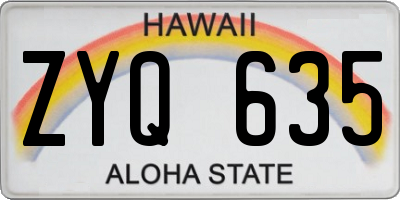 HI license plate ZYQ635