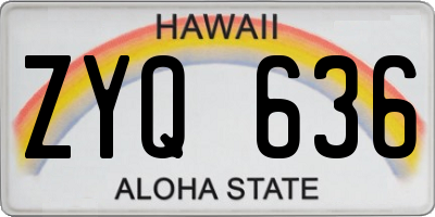 HI license plate ZYQ636
