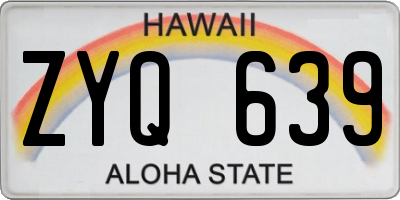 HI license plate ZYQ639
