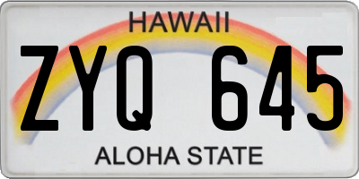 HI license plate ZYQ645