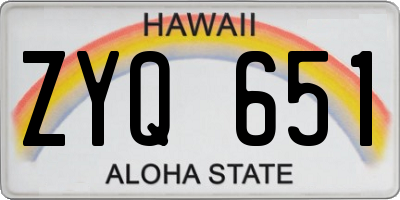 HI license plate ZYQ651