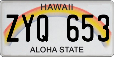 HI license plate ZYQ653