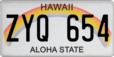 HI license plate ZYQ654