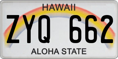 HI license plate ZYQ662