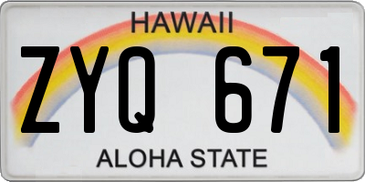 HI license plate ZYQ671